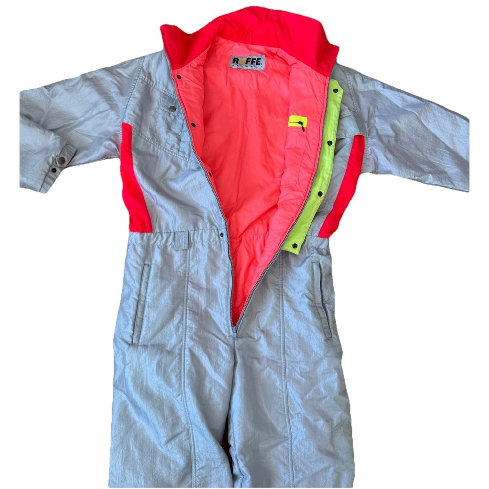 1980s Roffe Ski Suit One Piece Vtg Snowsuit Snow Bib Solar Mens Large Retro Neon